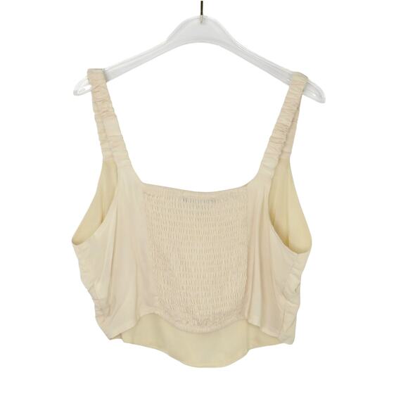Kendall & Kylie Cream Cropped Tank Top Corset Top Smocked Coquette Medium - Picture 3 of 7